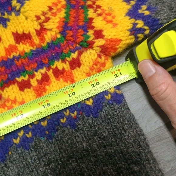 Y2K Express Tricot 100% Wool Pink Turtle Neck Fair Isle Snowflake Sweater Large - Picture 4 of 6